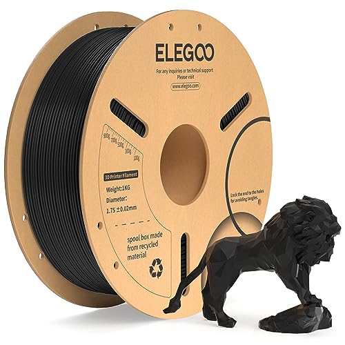 ELEGOO PLA+ Filament 1.75mm Schwarz 1KG, PLA Plus 3D Drucker Filament, Härter und Stärker --Druckmaterialien, Maßgenauigkeit +/-0,02mm, Kompatibel mit Meisten FDM-(Spool, 2.2lbs)  