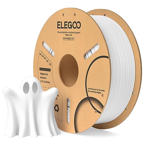 ELEGOO PLA Filament 1.75mm Weiß 1KG, 3D Drucker Filament Maßgenauigkeit +/- 0,02 mm, 1kg Pappspule (2.2lbs) Filament-3D-Druckmaterialien Passt für die meisten FDM 3D-Drucker  